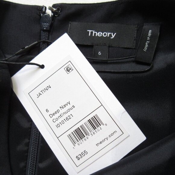 NWT Theory Jatinn in Deep Navy Continous Stretch Wool Short Sleeve Dress 6 - Picture 2 of 3